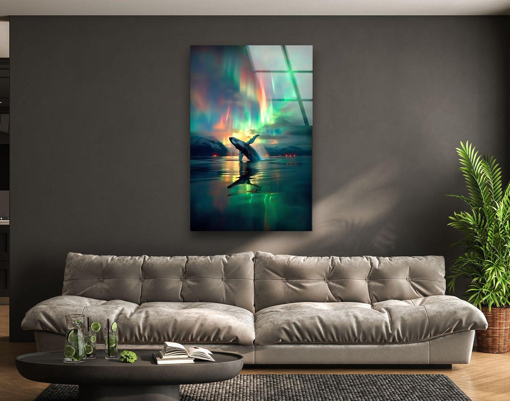 Whale Breaching in The Ocean Glass Wall Art glass pictures for Wall, glass prints wall art
