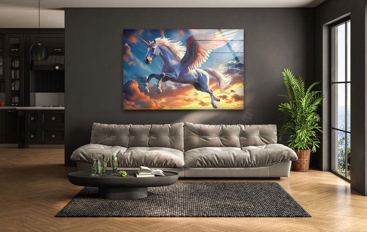 Winged Unicorn Glass Wall Art, art glass wall art, glass wall art pictures