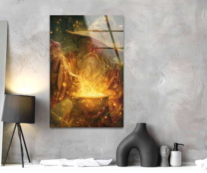 Wizards Wisdom A Magical Study Glass Wall Art