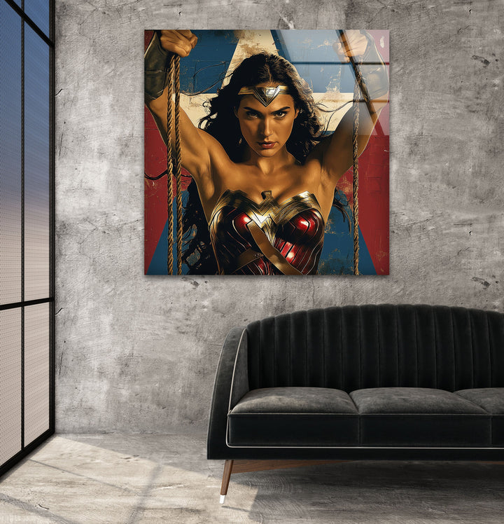 Wonder Woman Art Glass Wall Art Glass Printing Wall Art, Print photos on glass
