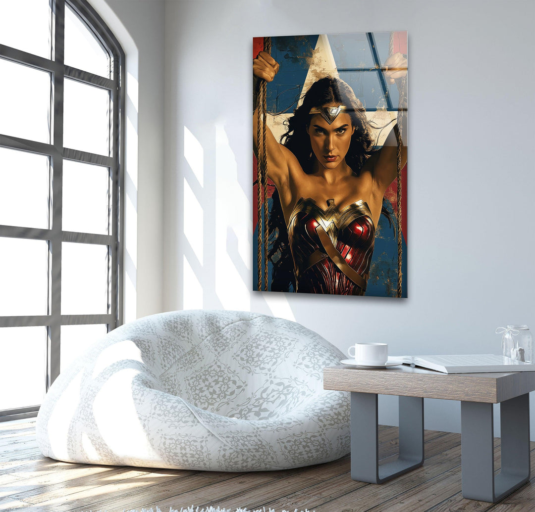 Wonder Woman Art Glass Wall Art custom glass photo prints, large glass prints
