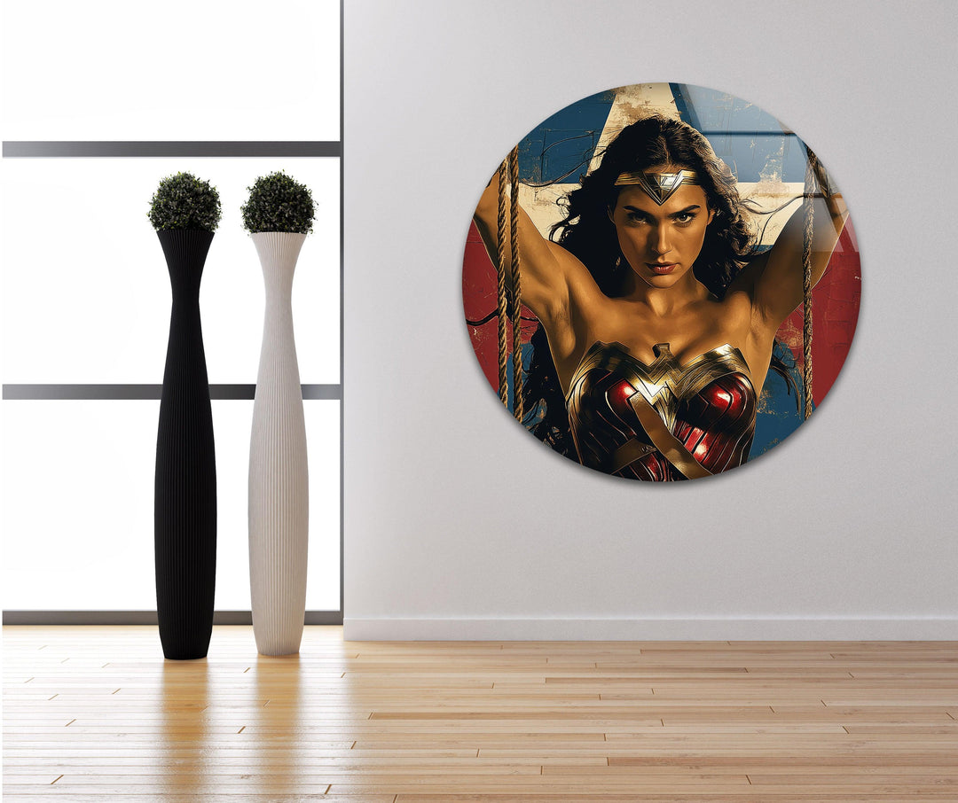 Wonder Woman Art Glass Wall Art picture on glass wall art, photos printed on glass
