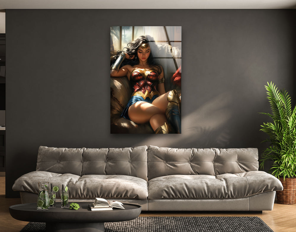 Beauty Wonder Woman Glass Wall Art glass photo prints, glass picture prints
