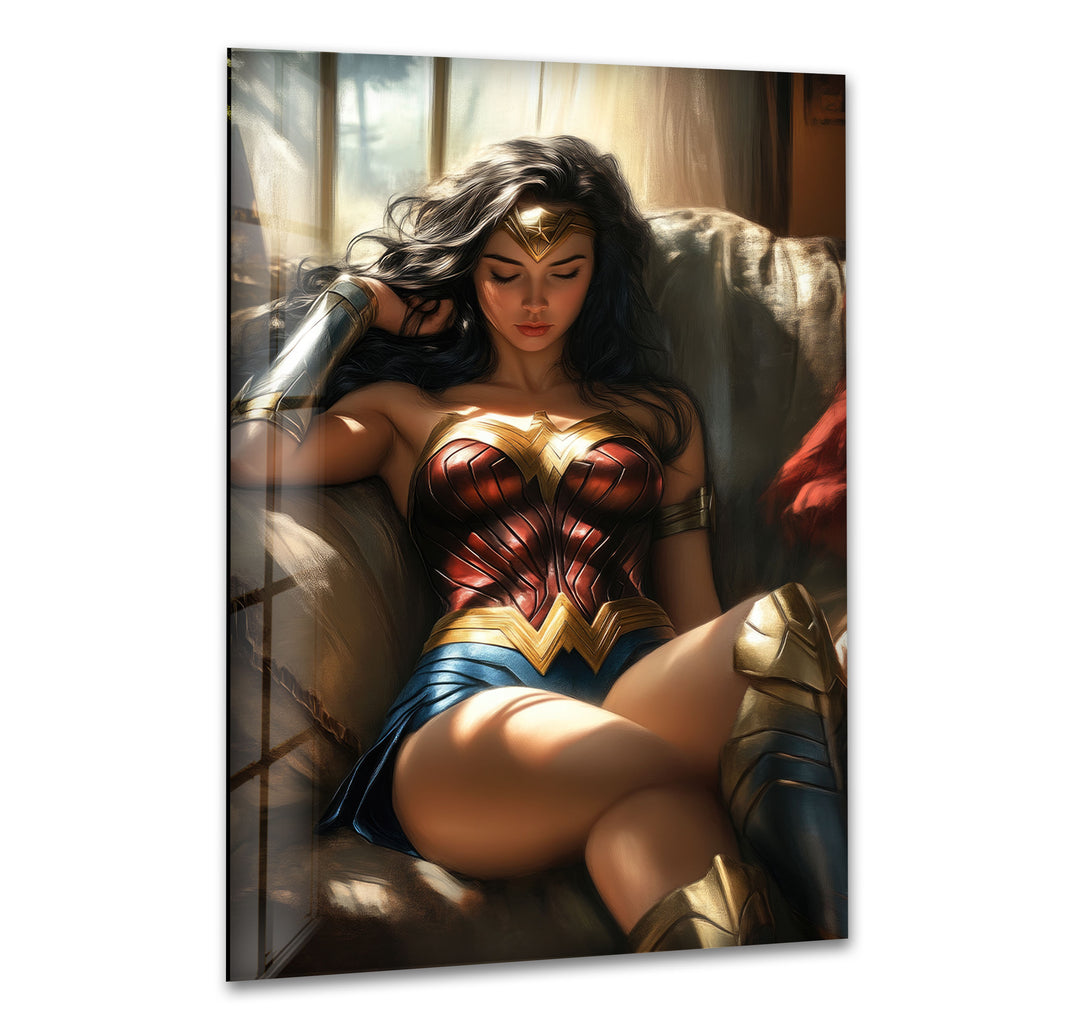 Beauty Wonder Woman Glass Wall Art Glass Printing Wall Art, Print photos on glass
