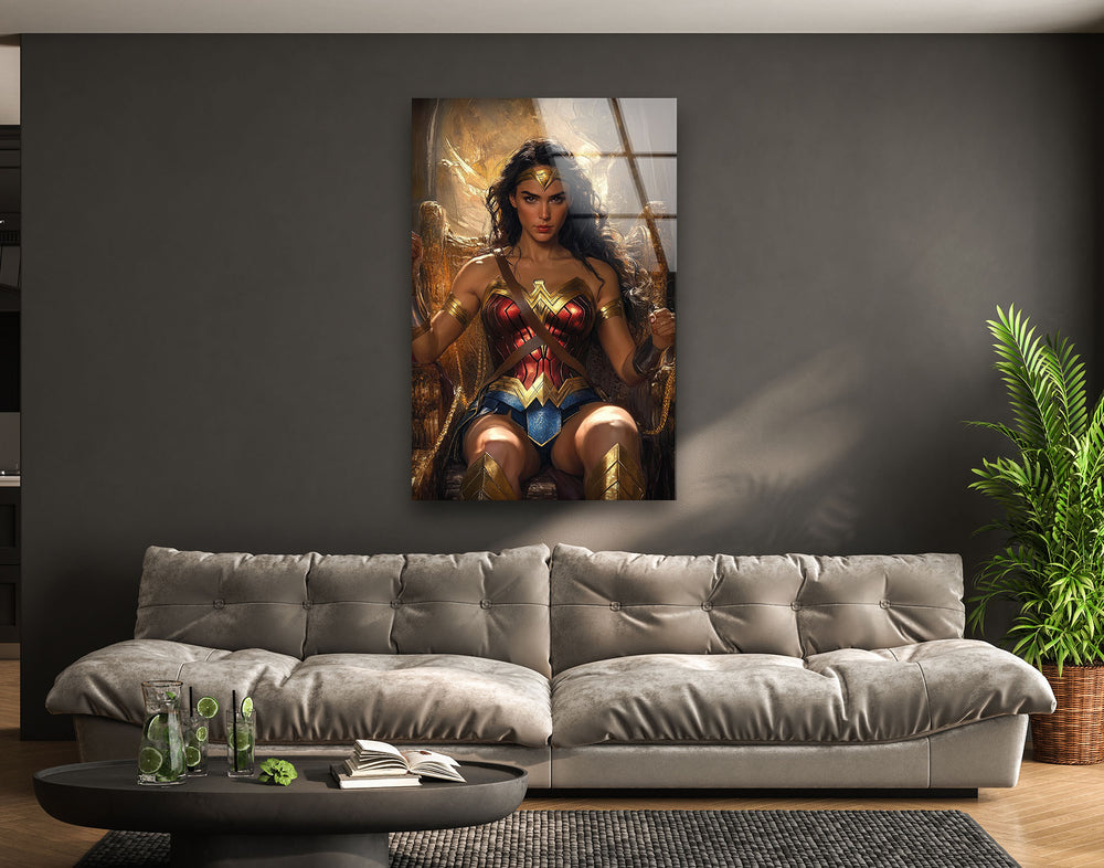 Beauty Wonder Woman Art Glass Wall Art glass art painting, glass art for the Wall
