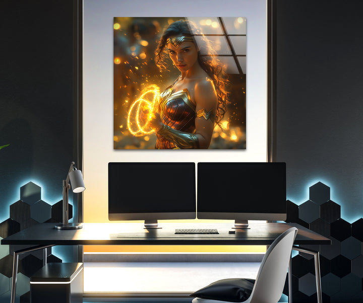 Vivid Wonder Woman Art Glass Wall Art custom glass pictures, glass art prints
