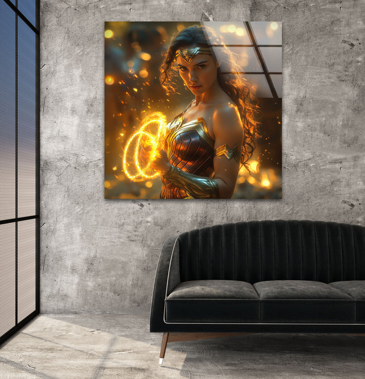 Vivid Wonder Woman Art Glass Wall Art glass pictures for Wall, glass prints wall art
