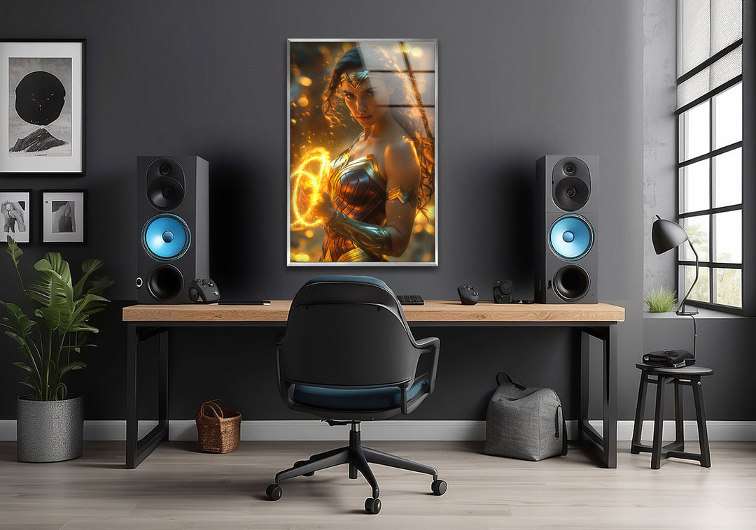 Vivid Wonder Woman Art Glass Wall Art large glass photo prints, glass wall photos
