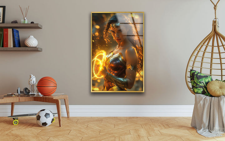 Vivid Wonder Woman Art Glass Wall Art Glass Printing Wall Art, Print photos on glass
