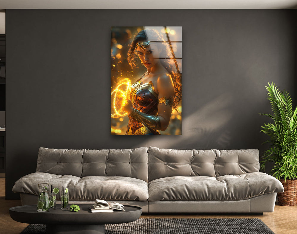 Vivid Wonder Woman Art Glass Wall Art glass art painting, glass art for the Wall
