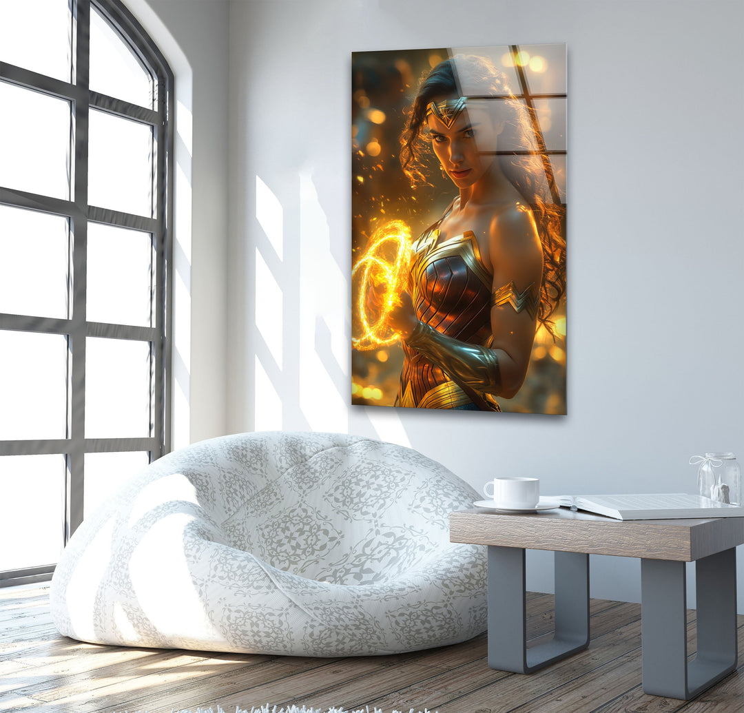 Vivid Wonder Woman Art Glass Wall Art glass photo prints, glass picture prints
