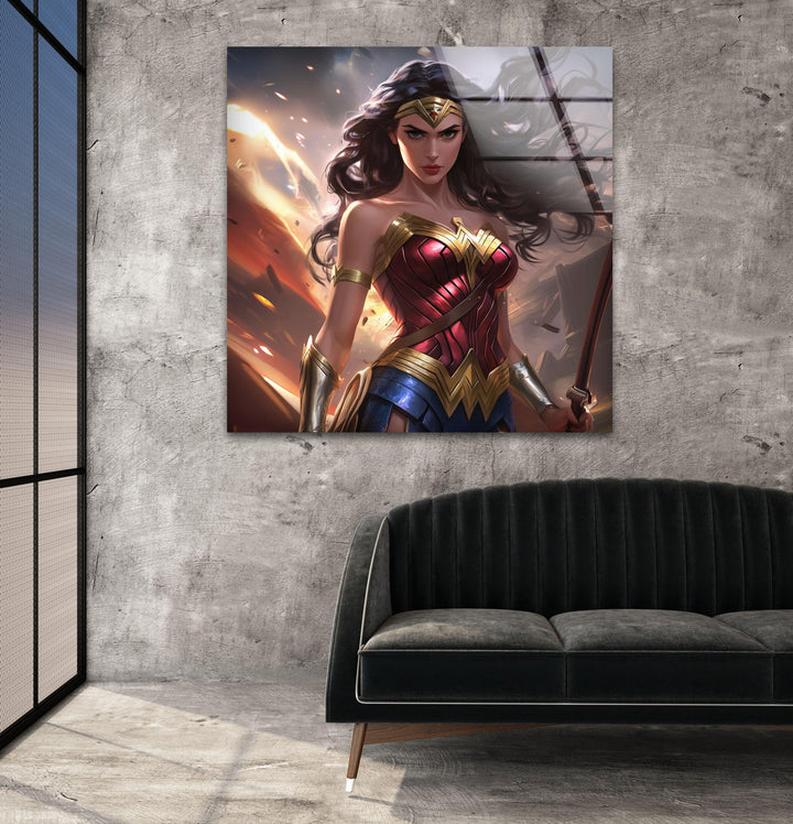 Wonder Woman Glass Wall Art glass photo prints, glass picture prints
