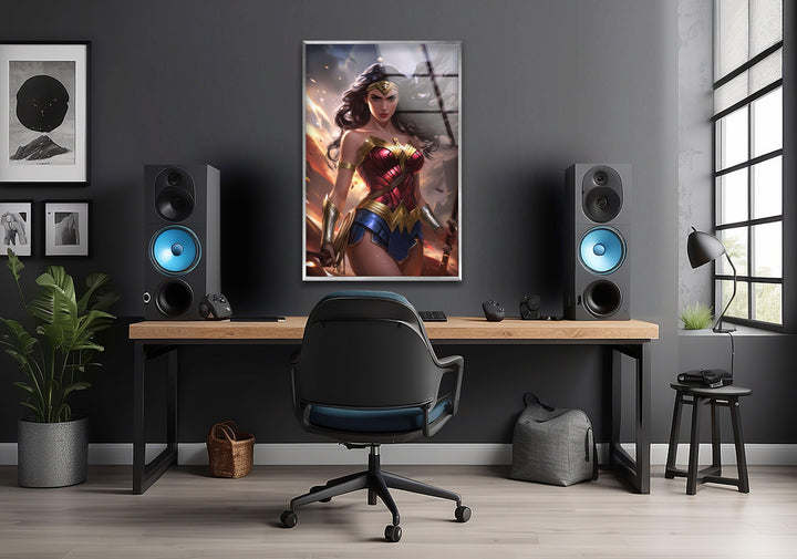 Wonder Woman Glass Wall Art Glass Printing Wall Art, Print photos on glass
