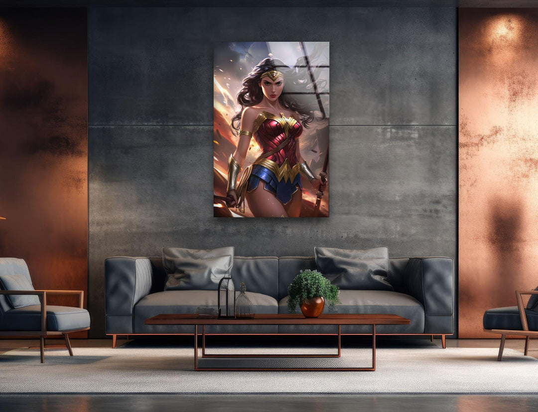 Wonder Woman Glass Wall Art glass image printing, glass prints from photos
