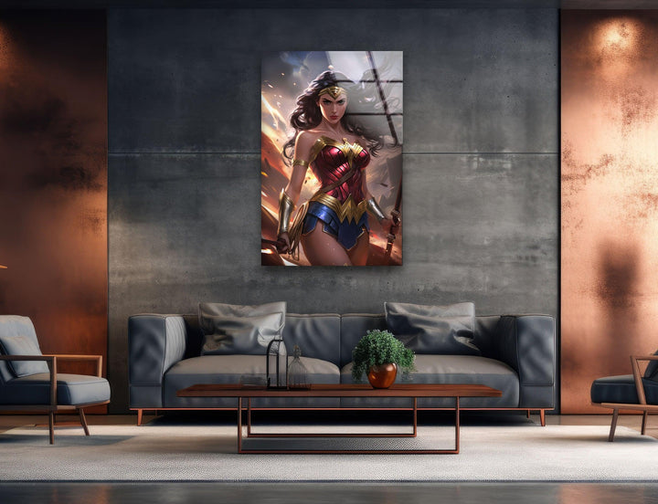 Wonder Woman Glass Wall Art glass image printing, glass prints from photos
