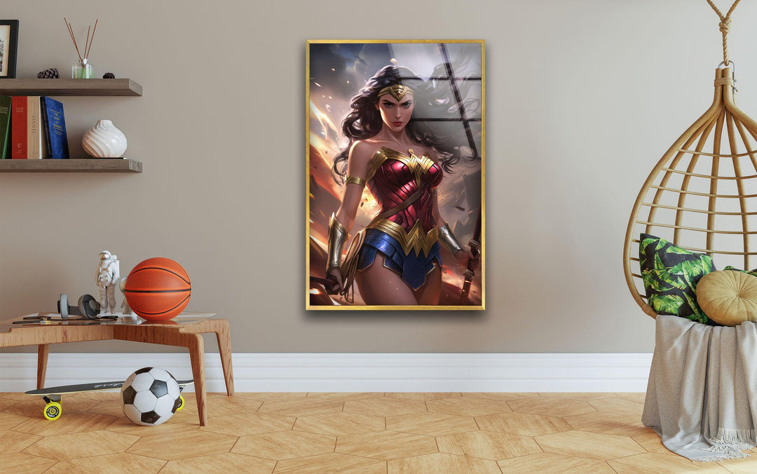 Wonder Woman Glass Wall Art custom glass pictures, glass art prints
