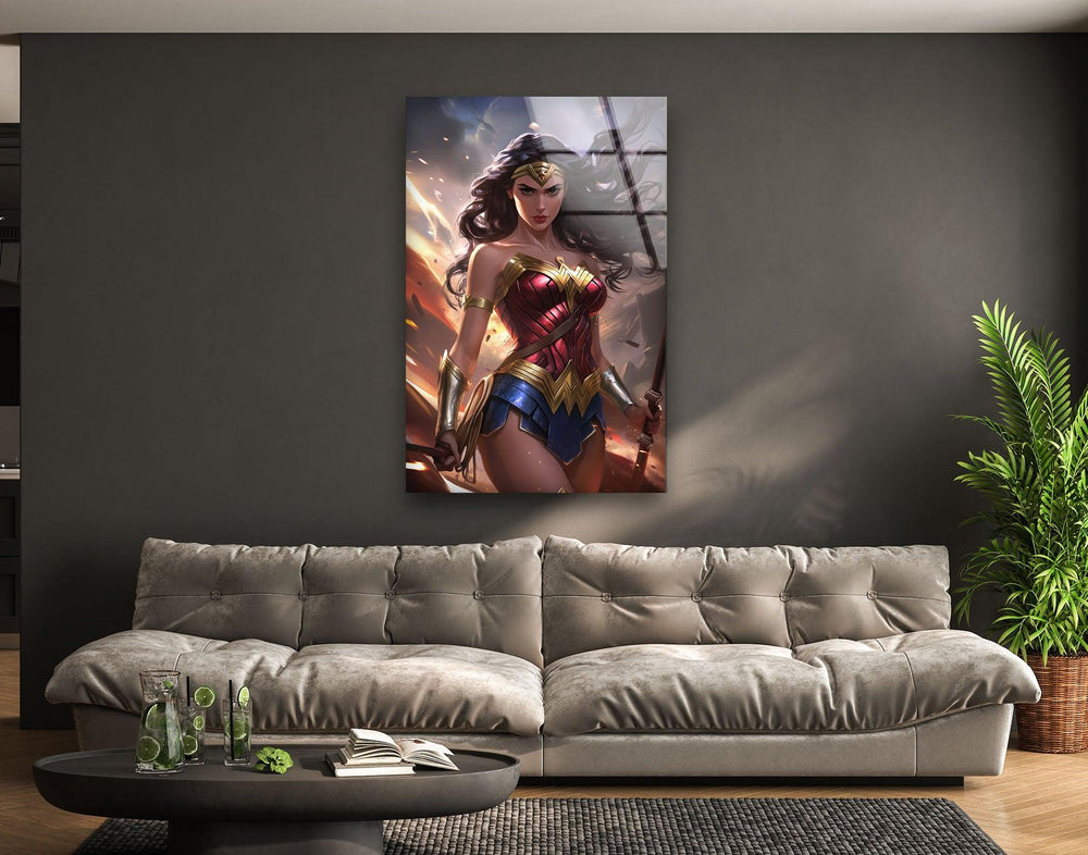 Wonder Woman Glass Wall Art stained glass wall art, stained glass wall decor
