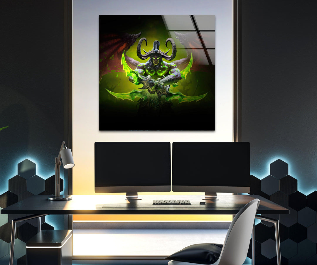 World of Warcraft Illidan Stormrage Glass Wall Art glass photo prints, glass picture prints
