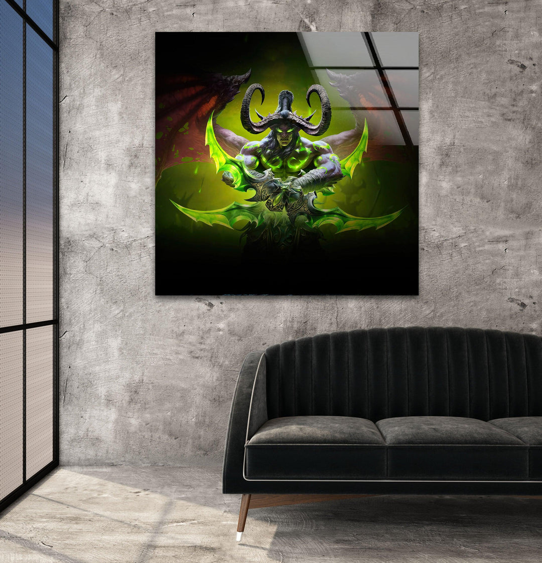 World of Warcraft Illidan Stormrage Glass Wall Art photo print on glass, prints on glass wall art
