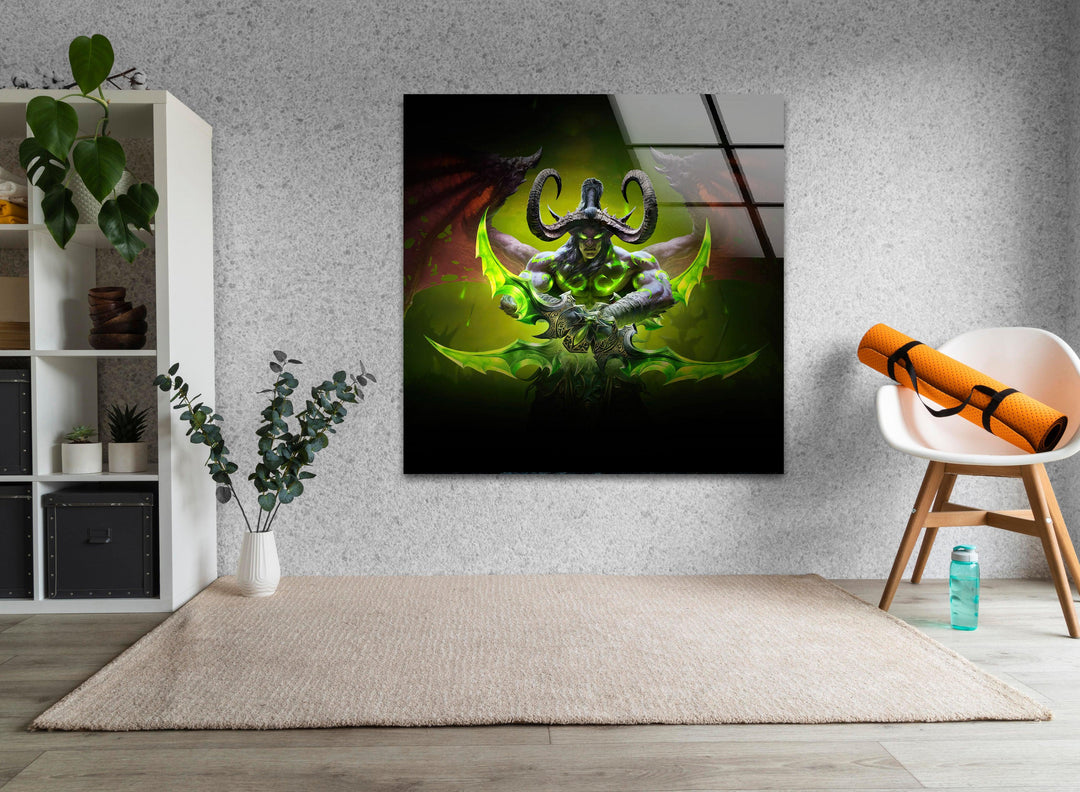 World of Warcraft Illidan Stormrage Glass Wall Art picture on glass wall art, photos printed on glass
