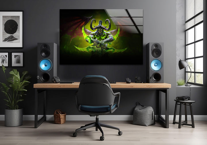 World of Warcraft Illidan Stormrage Glass Wall Art art glass wall art, glass wall art pictures
