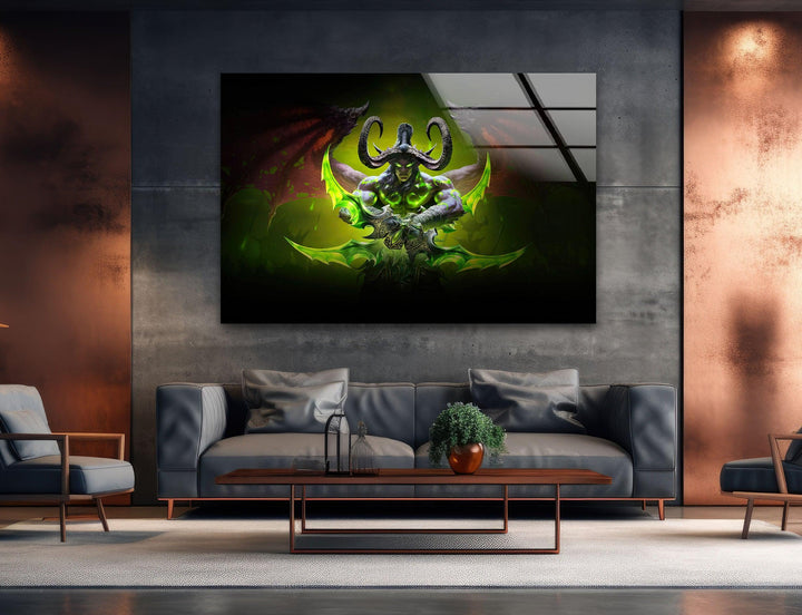 World of Warcraft Illidan Stormrage Glass Wall Art custom glass photo prints, large glass prints
