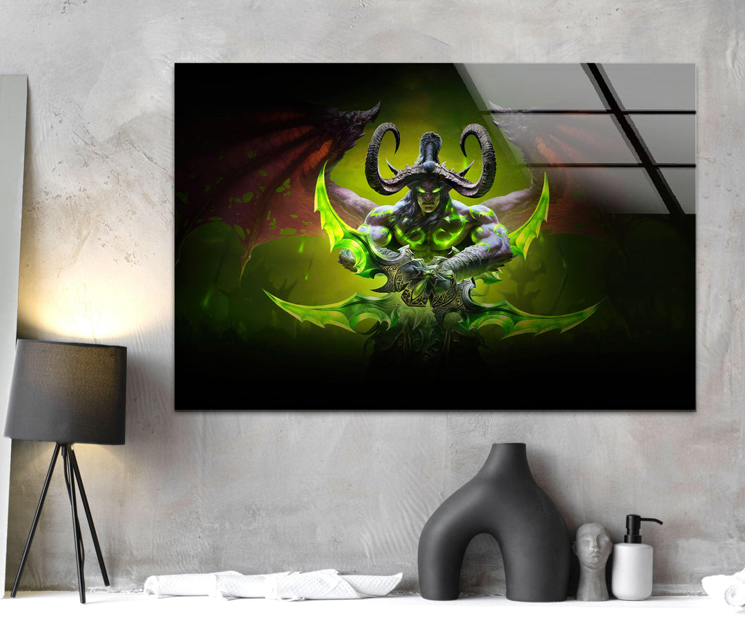 World of Warcraft Illidan Stormrage Glass Wall Art print on glass, glass printed photos
