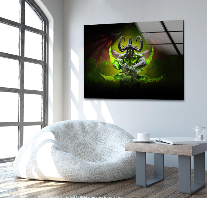 World of Warcraft Illidan Stormrage Glass Wall Art custom glass pictures, glass art prints
