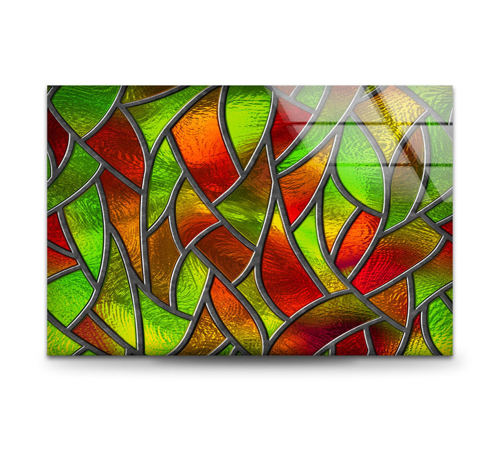 Red and Green Stained Glass Wall Art Glass Printing Wall Art, Print photos on glass