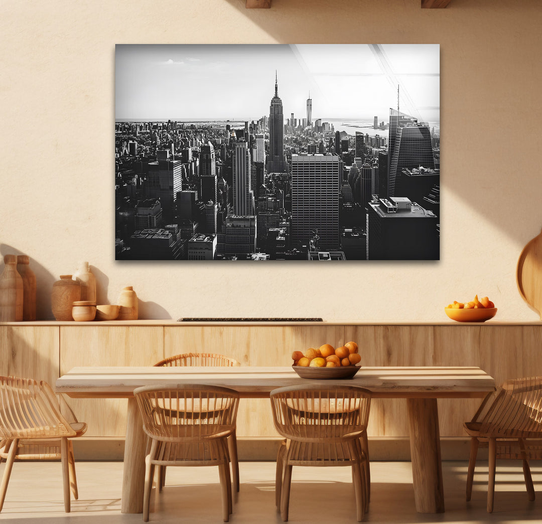 Unique black and white wall decor showcasing the Empire State Building in a bold and minimalist composition
