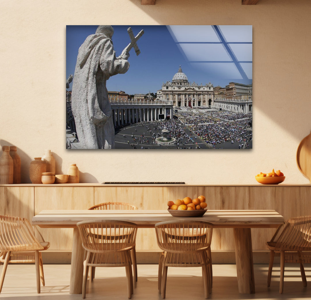 Vatican City Glass Wall Art – St. Peter’s Basilica & Square