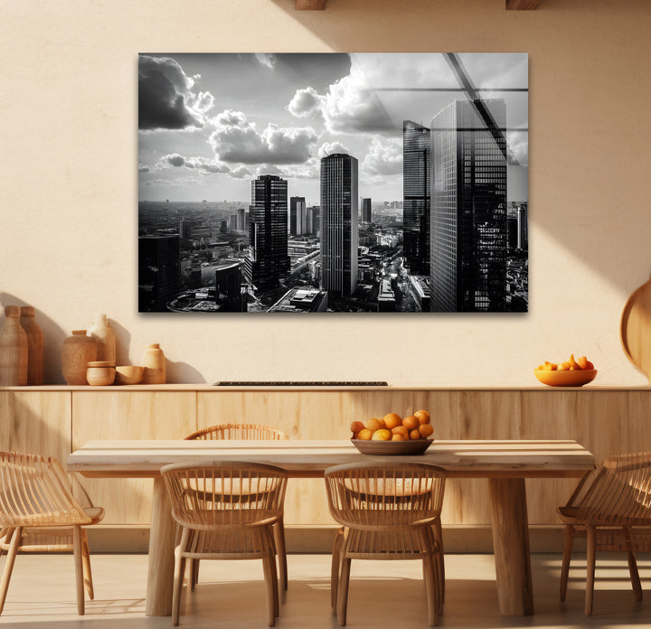 Refined black and white wall decor showcasing the elegance of urban design.