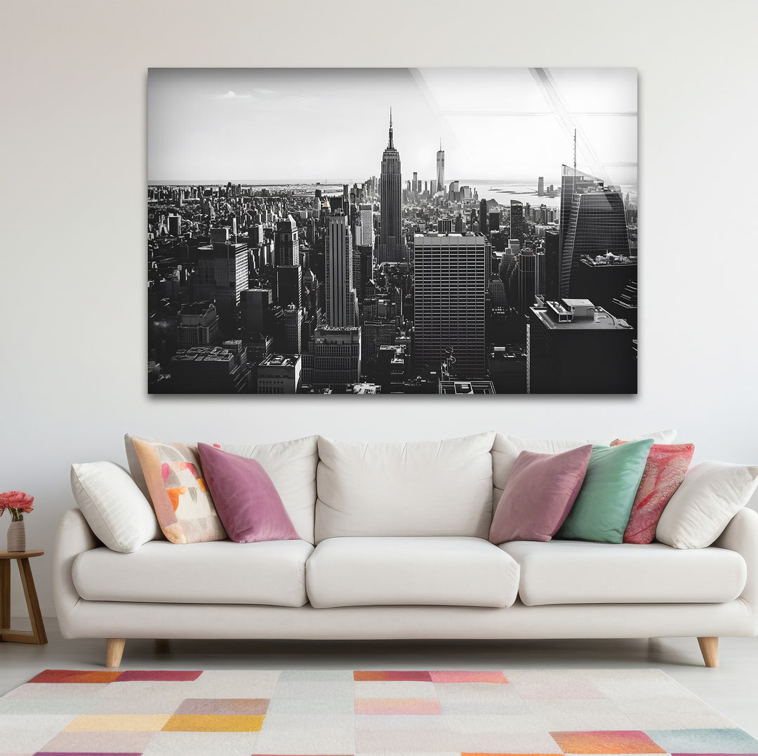 Chic black and white wall art of the Empire State Building ideal for enhancing modern and contemporary interiors
