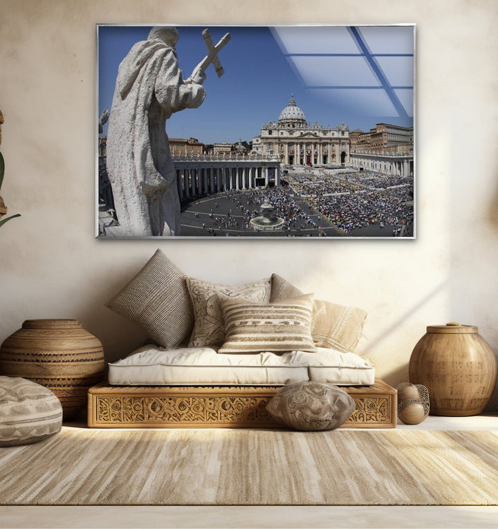 Vatican City Glass Wall Art – St. Peter’s Basilica & Square