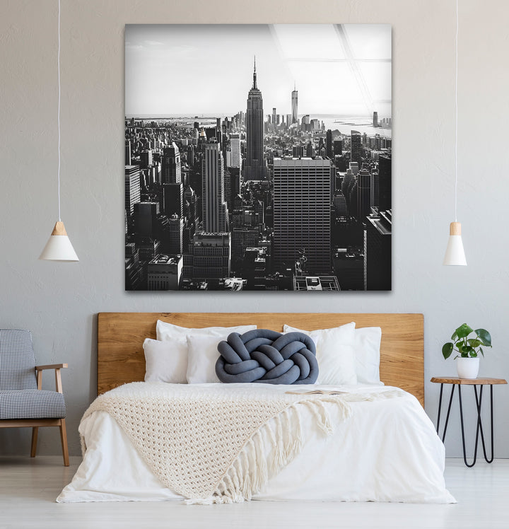 Timeless black and white paintings of the Empire State Building perfect for adding urban charm to any space
