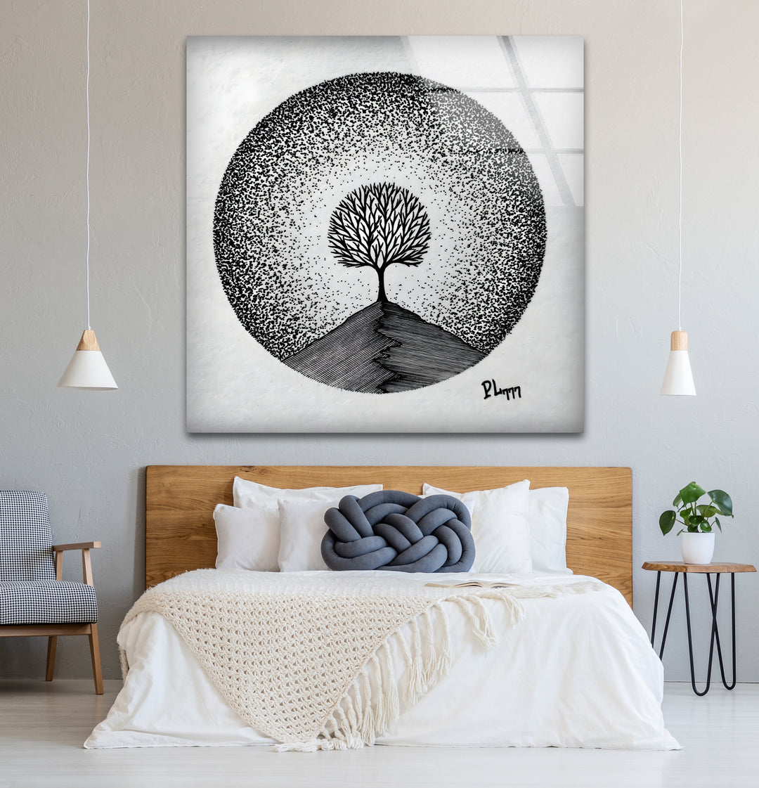 Refined black and white abstract drawings capturing the essence of a tree’s form.