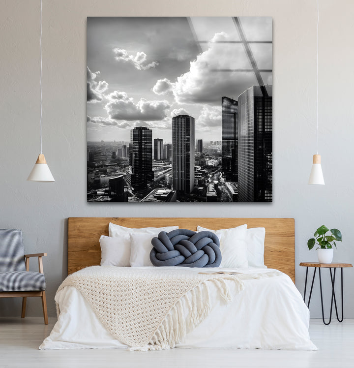 Timeless black and white paintings of a bustling city, perfect for contemporary decor.