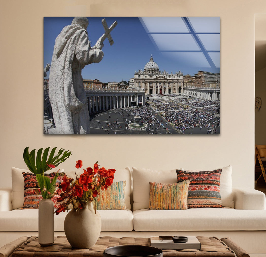 Vatican City Glass Wall Art – St. Peter’s Basilica & Square