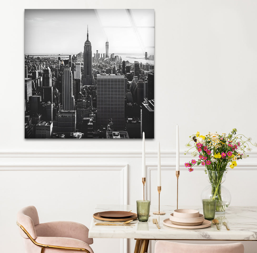 Sophisticated black and white framed art capturing the grandeur of the Empire State Building in stunning detail
