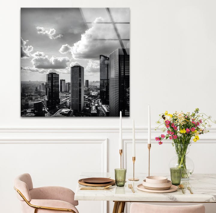 Sophisticated black and white framed art capturing the beauty of urban architecture.