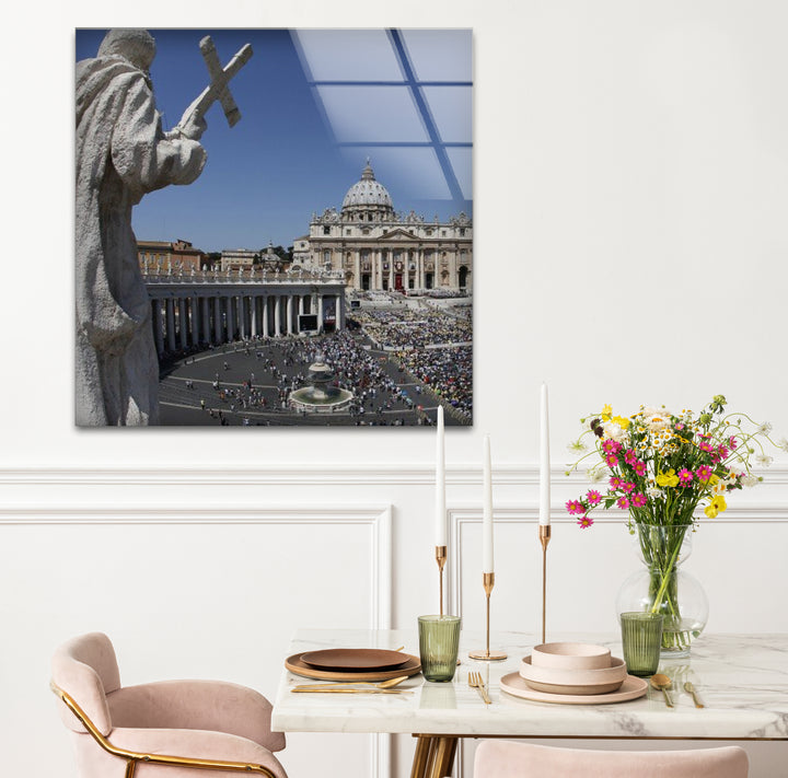 Vatican City Glass Wall Art – St. Peter’s Basilica & Square