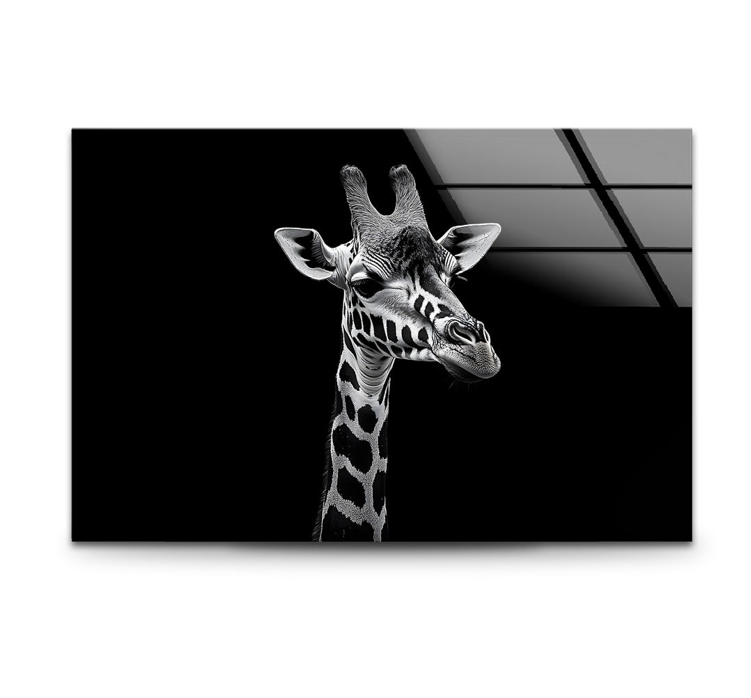 Black and white art featuring a stunning photo of a giraffe with intricate details
