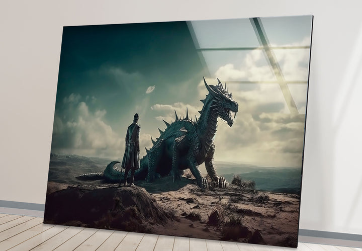 Transform your room with the striking image of a dragon rider, beautifully designed on high-quality tempered glass.
