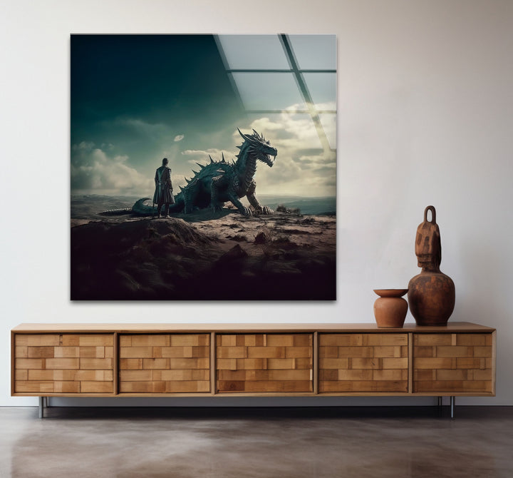 Bring the fantasy world to your walls with a striking image of a dragon and rider, beautifully displayed on glass.
