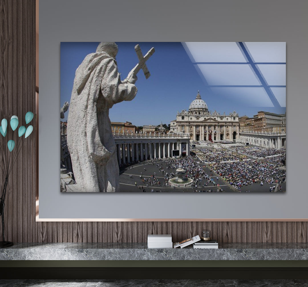 Vatican City Glass Wall Art – St. Peter’s Basilica & Square