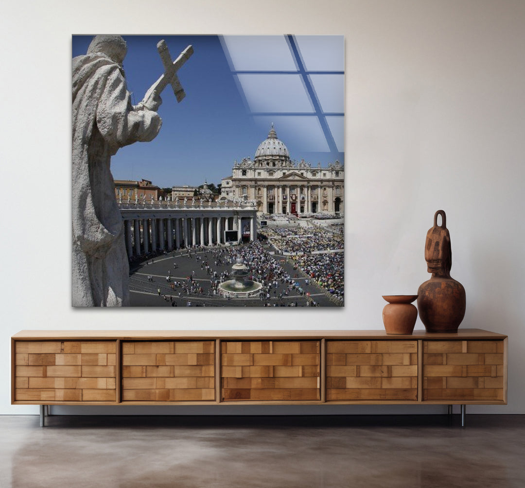 Vatican City Glass Wall Art – St. Peter’s Basilica & Square