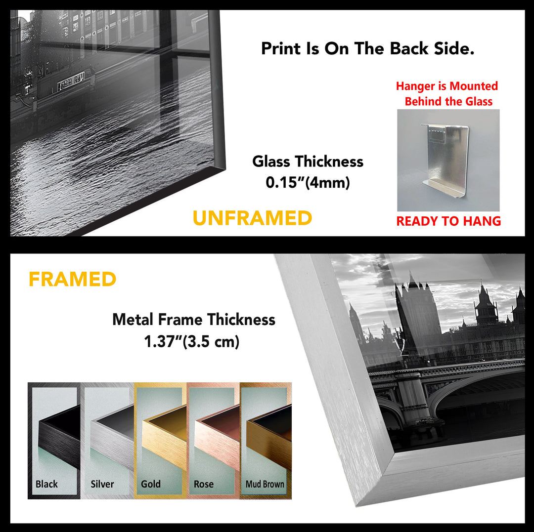 Westminster Bridge-London Black And White Glass Wall Art