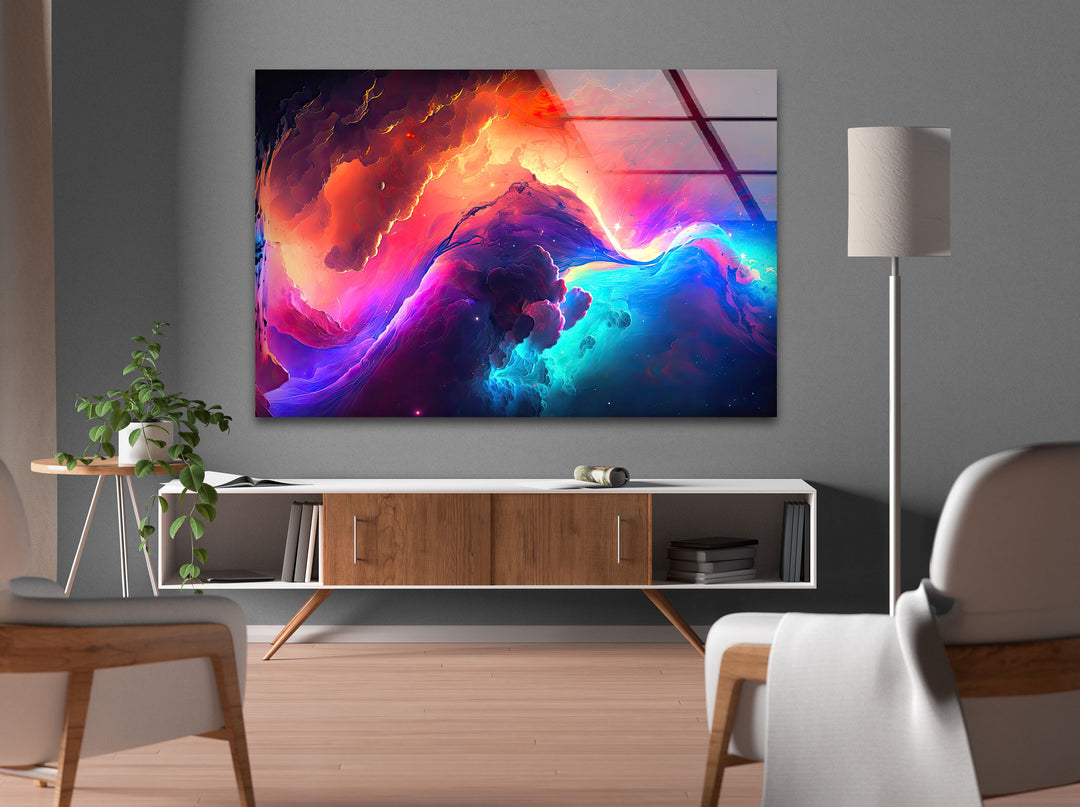 A Colorful Galaxy Glass Wall Art