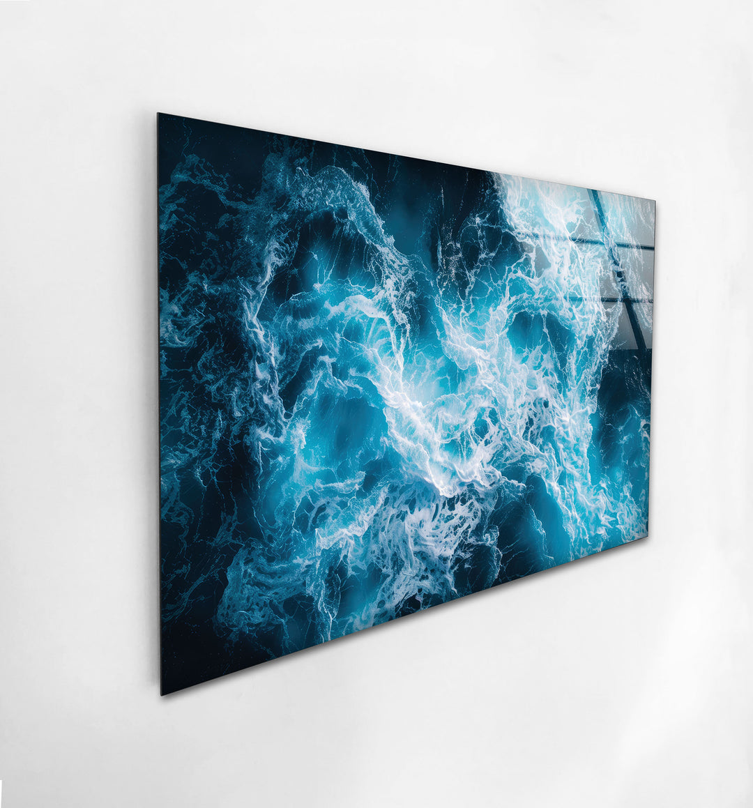 Abstract Blue Water Splash Glass Wall Art glass photo prints, glass picture prints