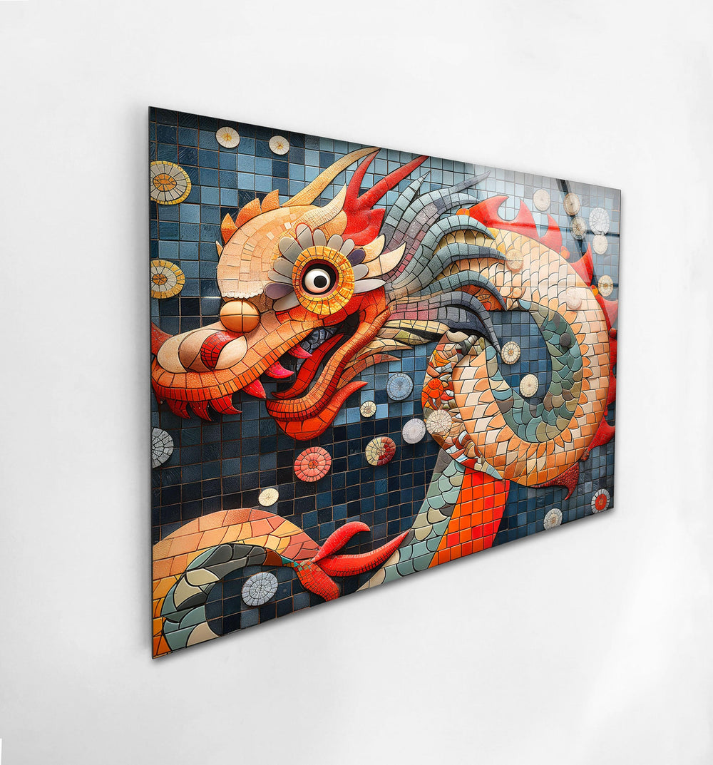 Chinese Dragon Glass Wall Art glass art painting, glass art for the Wall